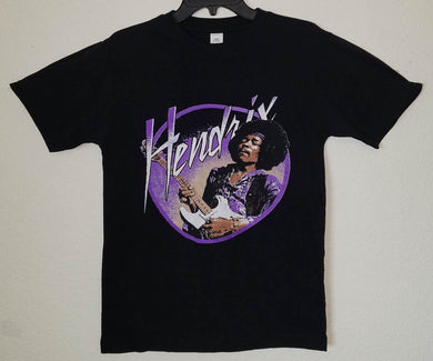 new jimi hendrix playing guitar mens silkscreen t-shirt available from small-3xl women unisex music men classic rock apparel adult shirts tops