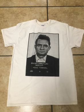 New “Johnny Cash Folsom Prison Mugshot” Unisex Silkscreen T-Shirt. Available From Small-2XL. - Small - Men’s Short