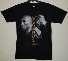 Load image into Gallery viewer, new kobe byant nipsey hussle legends live forever unisex silkscreen t-shirt available from small-3xl women unisex sports rap music music men apparel adult basketball shirts tops
