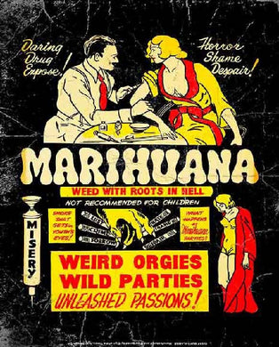 New ’Marihuana Weird Orgies Wild Parties Unleashed Passions!’ Vintage Hollywood Movie Wall Décor Metal Sign. 12’’W x