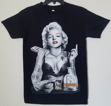 New ’Marilyn Monroe Drinking All Hustle Shots’ Unisex Silkscreen T-Shirt. Available From Small-2XL. - Small - Men’s