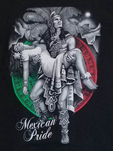 new mexican pride aztec warrior carrying his princess unisex silkscreen t-shirt available from small-3xl women unisex patriotic mexican style men apparel adult shirts tops