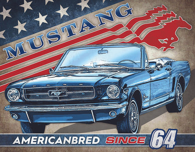 New ’Mustang American Bred Since ’64’’ Man Cave Shop Metal Sign. 16’’W x 12.5’’H. - Metal Sign