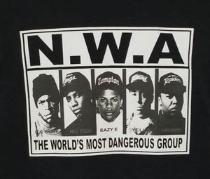 new n w a worlds most dangerous group unisex silkscreen t-shirt available from small 3xl yella women unisex rap music movie men mc ren ice cube eazy e dr dre apparel adult shirts tops