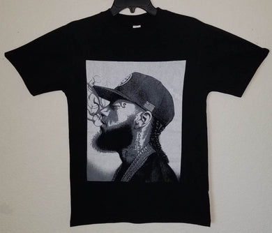 new nipsey hussle smoking unisex silkscreen t-shirt available from small-3xl women unisex rap music men hip hop rap apparel adult shirts tops