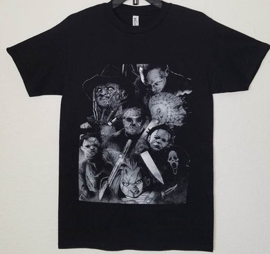 new pinhead friends unisex silkscreen horror t-shirt available from small 3xl women unisex movie men horror jason freddy chucky candyman apparel adult shirts tops