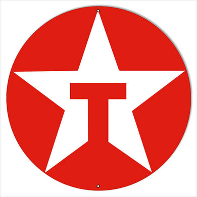 New ’Red Texaco Motor Oil’ Sign 24’’ Round - Metal Sign