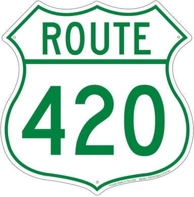 new route 420 die cut embossed aluminum signs 12tall x 12wide parody advertising novelty