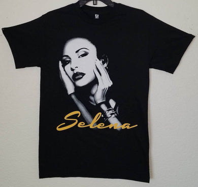 new selena with yellow writing unisex silkscreen t-shirt avaiable from small-3xl women unisex tejano selena music movie mexican style men apparel adult shirts tops