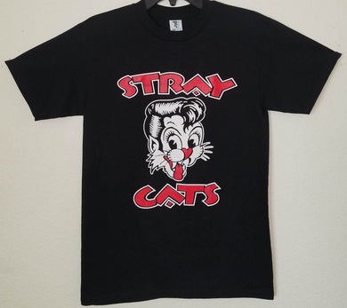 new stray cats rockabilly cat mens silkscreen t-shirt 70s-90s rockabilly music available from small-2xl women unisex music men classic rock apparel adult shirt tops