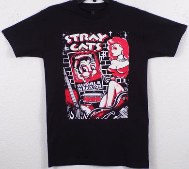 New ’Stray Cats - Rumble In Brixton’ Unisex Silkscreen T-Shirt. Available From Small-2XL. - Small - Men’s Short Sleeve