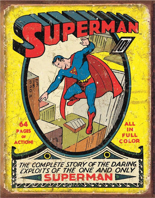 New ’Superman No1 Cover Comic Book Cover’ DC Comic Wall Décor Metal Sign. 12.5’’W x 16’’H. - Metal Sign