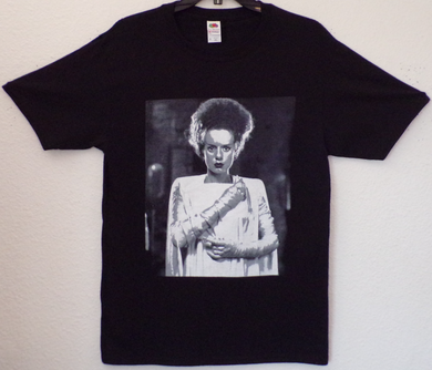 New ’The Bride Of Frankenstein With Arm Across Chest’ Unisex Silkscreen T-Shirt. Available From Small-3XL. - Small