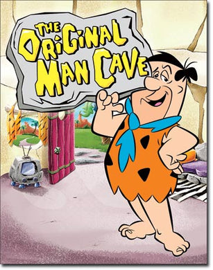 new the original man cave fred flintstone man cave wall art metal sign 12.5width x 16height decor cartoon funny novelty