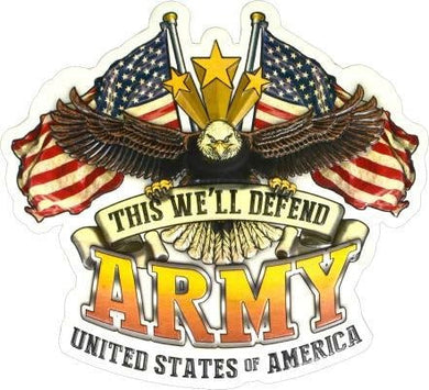 new this will defend you army united states of america shaped embossed metal sign 16.5wide x 15tall decor usa army military patriotic flag united states usa novelty