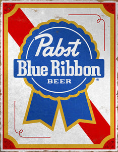 New "Pabst Blue Ribbon Beer" Man Cave Wall decor Metal Sign. 12.5"W x 16"H.