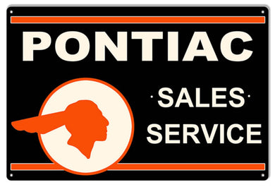 ’Pontiac Sales & Service Garage Shop Sign’ – Available in Two Sizes: 12’’H × 18’’W and 16’’H × 24’’W - 12’’H × 18’’W