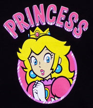 Load image into Gallery viewer, A vibrant youth silkscreen T-shirt featuring &quot;Princess&quot; from the Mario Bros. universe. The design showcases a bold, high-quality print on a soft, breathable cotton tee. Perfect for young gamers and fans of the iconic princess. Available in XS-XL
