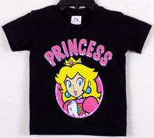 Load image into Gallery viewer, A vibrant youth silkscreen T-shirt featuring &quot;Princess&quot; from the Mario Bros. universe. The design showcases a bold, high-quality print on a soft, breathable cotton tee. Perfect for young gamers and fans of the iconic princess. Available in XS-XL
