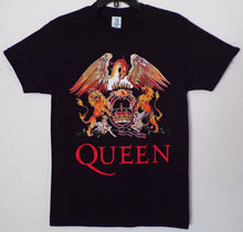 Load image into Gallery viewer, queen the lion mens silkscreen t-shirt image is on the front available in small-3xl women unisex music men apparel adult classic rock shirts tops
