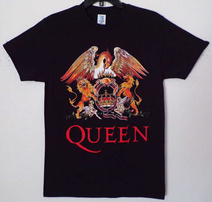 queen the lion mens silkscreen t-shirt image is on the front available in small-3xl women unisex music men apparel adult classic rock shirts tops