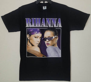 rihanna double picture adult silkscreen r b soul t-shirt available from small-3xl unisex music hip hop rap apparel adult shirt tops