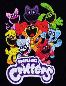 Youth T-shirt showcasing a fun group of smiling critters. Available in XS-XL