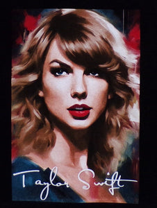 Youth T-shirt featuring a detailed fan art portrait of Taylor Swift, perfect for young Swifties. Available in XS-XL