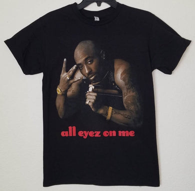 tupac all eyes on me album cover adult silkscreen t-shirt available from small-3xl unisex rap music  movies hip hop apparel adult shirts tops