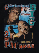 Load image into Gallery viewer, tupac biggie colored picture unisex silkscreen tshirt available from small-3xl west coast unisex music men hip hop rap east coast apparel adult shirts tops 2pac
