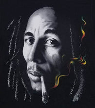 Load image into Gallery viewer, new bob marley smoking joint unisex silkscreen t-shirt available from small-3xl adult apparel music reggae 420 shirts tops
