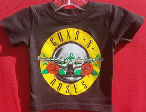 new guns n roses double gun infant silkscreen t-shirt available in 6 12 18 24 months unisex music kids hard rock girl boy music apparel baby toddler tops