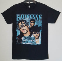 Load image into Gallery viewer, new bad bunny picture collage el ultimo unisex silkscreen t-shirt available from small-3xl tour del mundo hip hop rap reggaeton unisex apparel adult music
