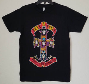 new guns n roses appetite for destruction mens silkscreen t-shirt available from small-3xl women unisex music men hard rock apparel adult shirts tops