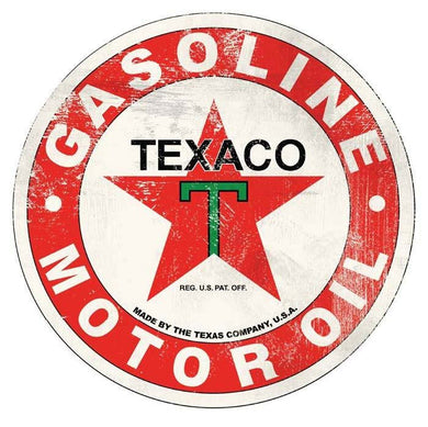 new texaco gasoline motor oil distressed man cave wall decor metal sign 12 round women unisex trucks transportation men dads garage cars novelty