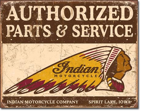 new authorized parts service wall art shop sign man cave metal sign 16width x 12.5height wall decor transportation motorcycle indian motorcycle novelty