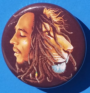 new bob marley button set of 7 fashion buttons are 1.25 and 1.50 inches in size set includes Bob Marley black n white half bob half lion bob marley one love rasta smoke bob marley with guitar bob marley with lion side by side yellow 3 faces reggae music