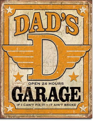 new dads garage wall art shop sign man cave metal sign 12.5width x 16height decor general motors mopar chevrolet chevy ford motors auto novelty