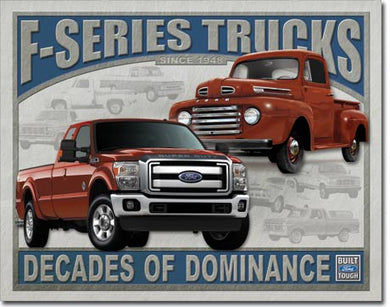 new ford f-series trucks man cave wall art shop metal sign 16width x 12.5height decor transportation trucks ford auto novelty