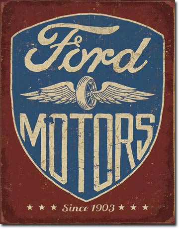 new ford motors since 1903 distressed man cave wall art shop metal sign 12.5width x 16height decor transportation trucks ford cars auto novelty