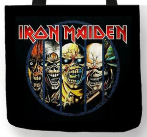 new iron maiden eddie the head multi picture canvas tote bags image is printed on both sides women unisex music metal men eddie the head apparel handbags music