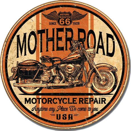 new mother road repair motorcycle repair wall art shop sign man cave metal sign 11.75 round decor transportation novelty