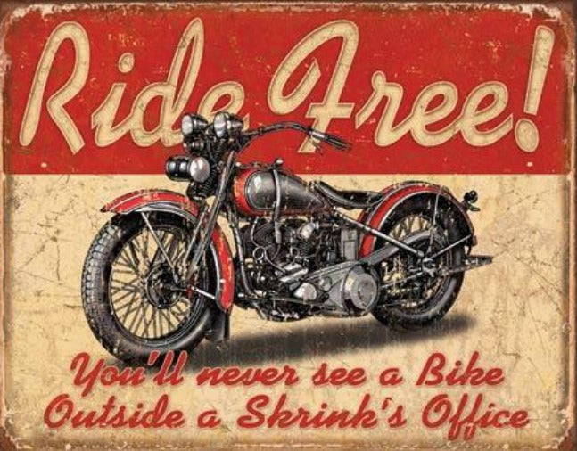new ride free distressed motorcycle wall art shop sign man cave metal sign 16width x 12.5height wall decor transportation indian harley davidson novelty