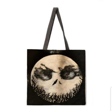 Load image into Gallery viewer, new the nightmare before christmas jack moon face canvas tote bags image is printed on both sides women unisex movie men horror apparel handbags
