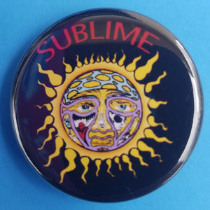 new sublime button set of 5 fashion buttons are 1.25 inches in size Set Includes Sublime Black With Green Sublime Black With Sun Sublime Sun On White Sublime LBC Orange On Black Sublime With Lou Dog music pinback