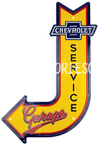 new chevrolet service bent arrow embossed aluminum die cut sign 11.5 wide x 17.5 tall garage sign man cave wall decor transportation auto general motors